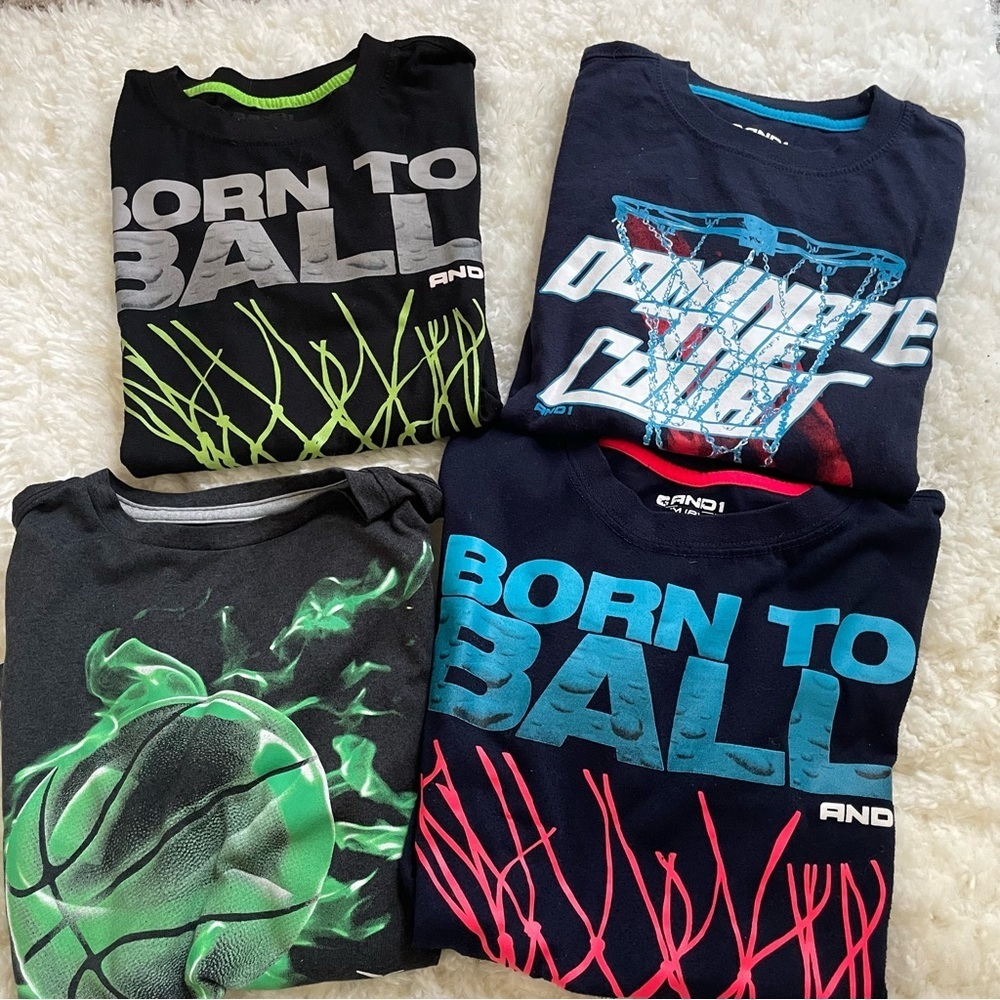 AND1 Kids Boys Basketball T-Shirts Set -‎ Black Blue Gray - M